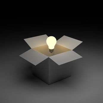 Think out of the box or thinking outside the box concept