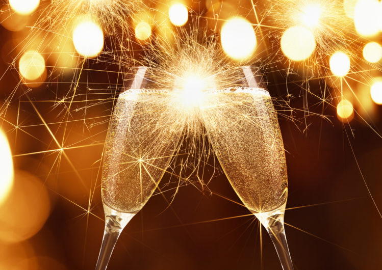 Glasses of champagne with sparklers