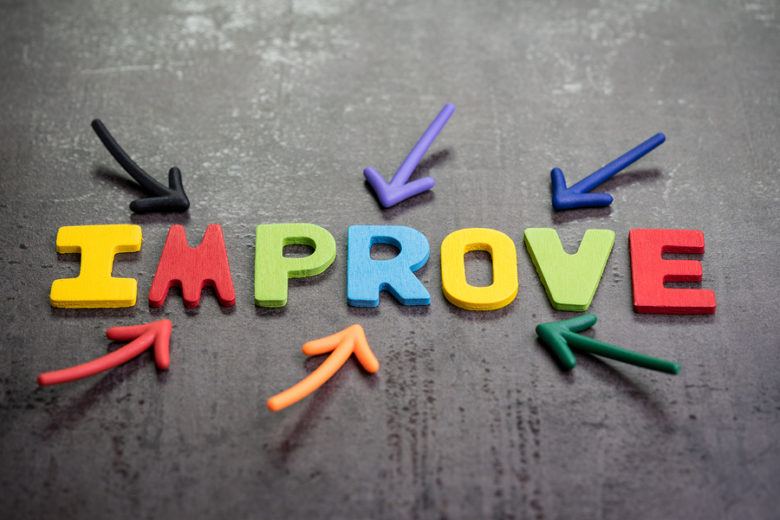 Multiple Arrow Pointing To Colorful Alphabet Word Improve At The